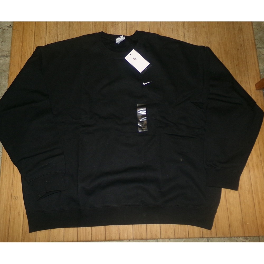 Nike Solo Swoosh Fleece Crewneck Sweatshirt Black 3XL DX0602-010 Loose Fit NEW